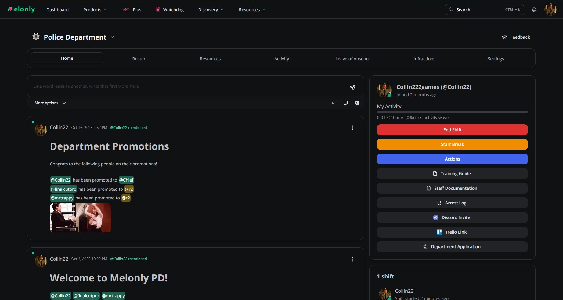 department home page