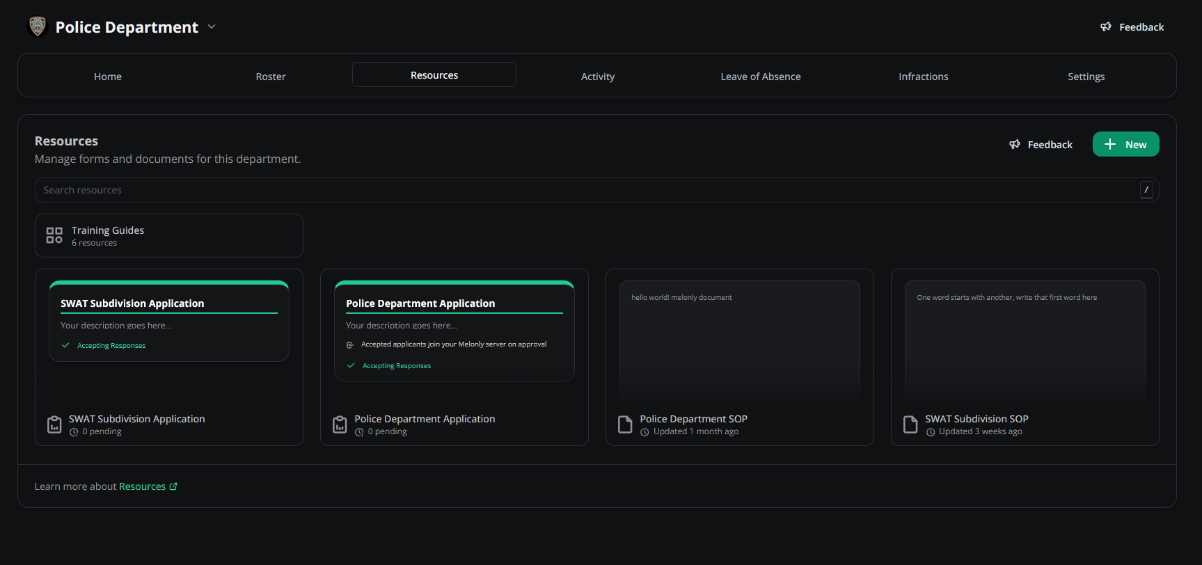 department resources