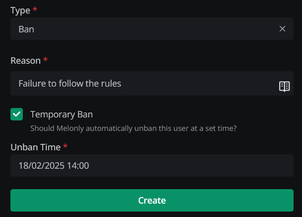 create temp ban log